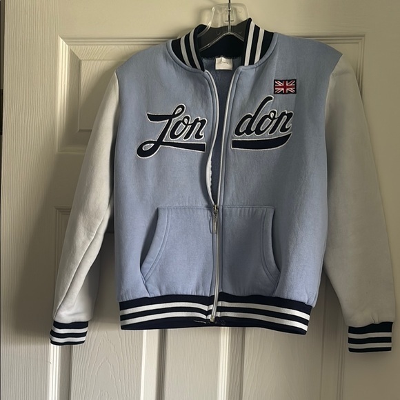 Jackets & Blazers - ❤️3 for $15!❤️ Blue and White London Varsity Jacket